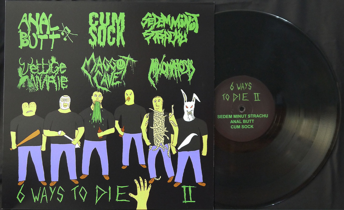 SEDEM MINUT STRACHU / ANAL BUTT / CUM SOCK / MAGGOT CAVE / MIXOMATOSIS / VETTIGE KANARIE - 6 Way Split 12"