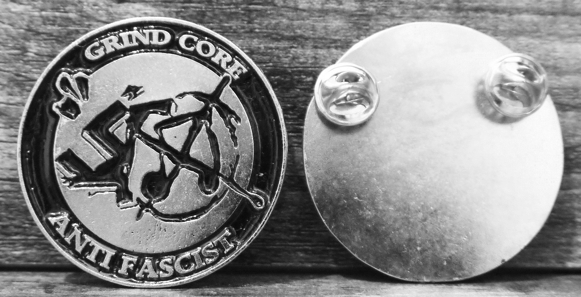 GRINDCORE ANTIFASCIST Enamel Pin Grindfather prod grindcore-antifascist-enamel-pin-grindfather-prod