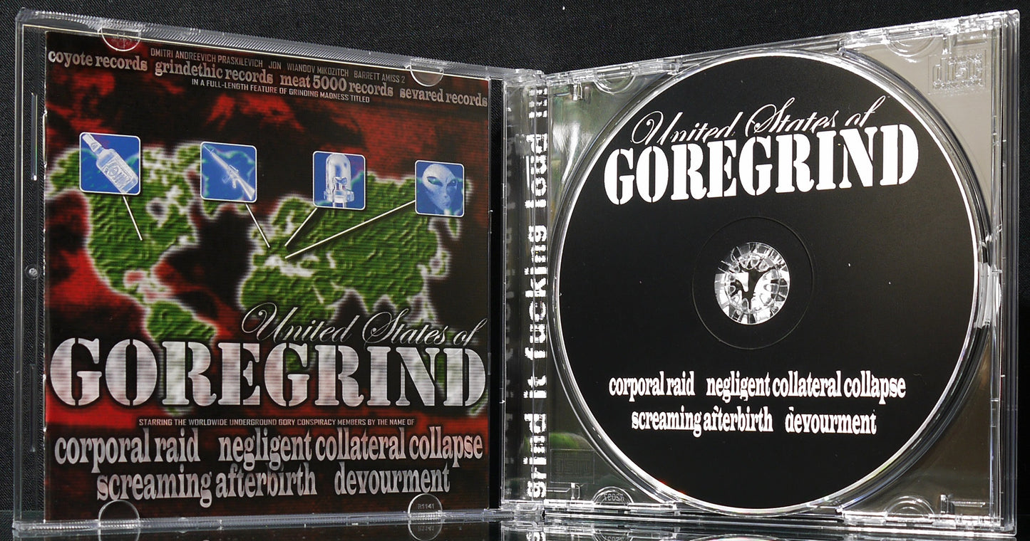 NEGLIGENT COLLATERAL COLLAPSE / CORPORAL RAID / SCREAMING AFTERBIRTH / DEVOURMENT - United States Of Gore Grind CD